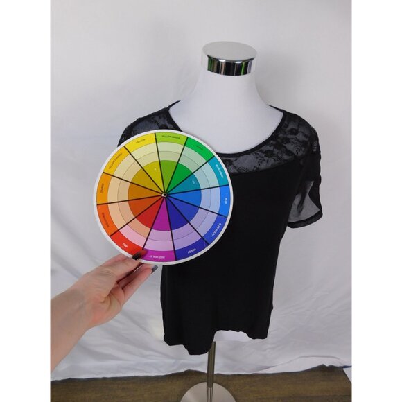 Black Lace Yoke Sheer Sleeve Top By Ecoté Size S - Picture 4 of 10